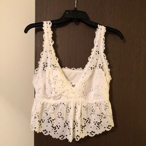 White crop lace top